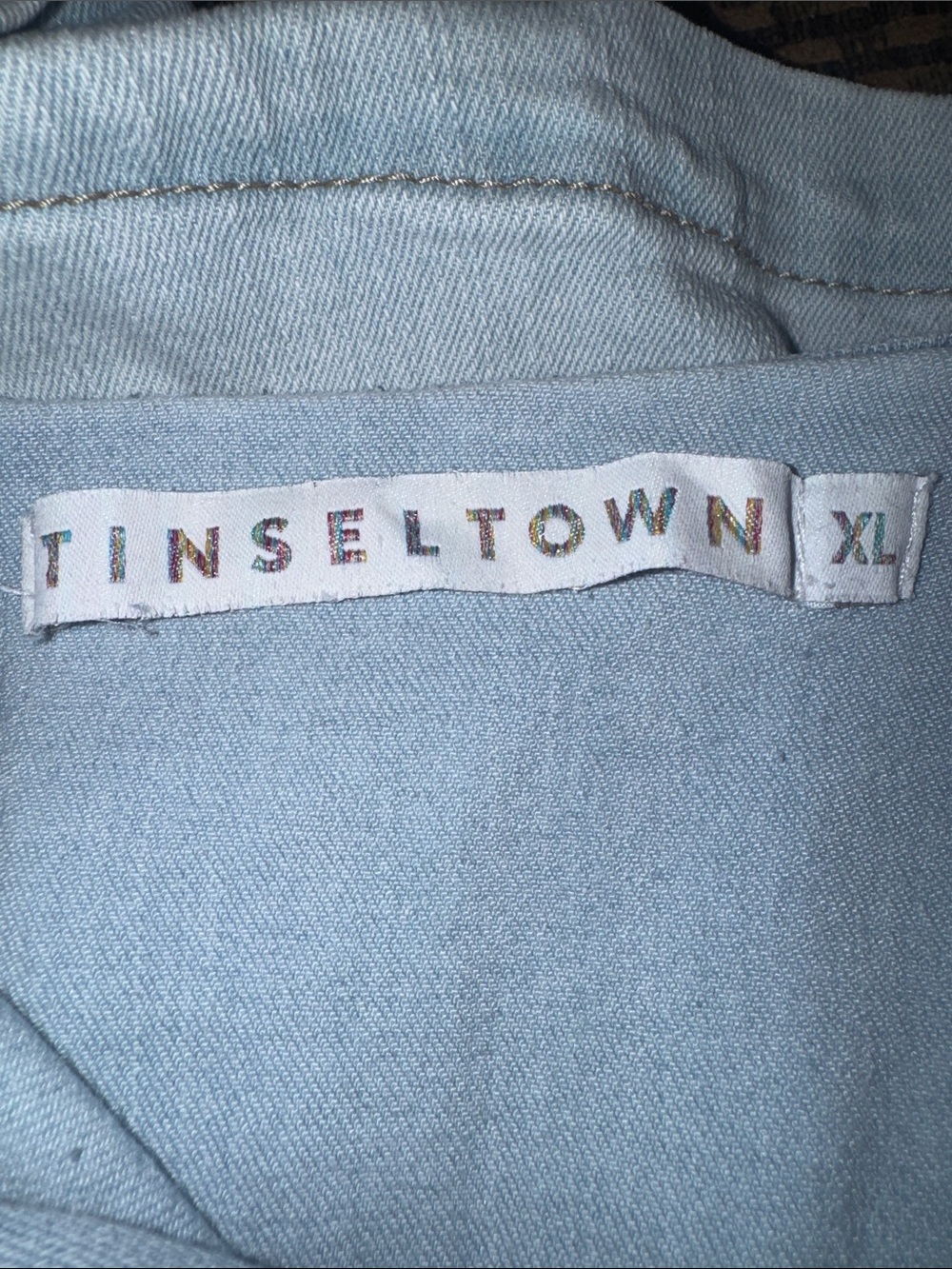 Tinseltown Light Blue Denim Romper with Belt - Picture 5 of 5